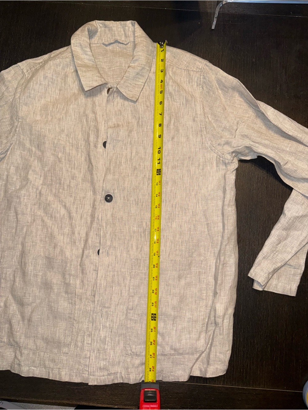 100% European Linen Chore Jacket Quince Natural Beige Lightweight - Picture 5 of 8